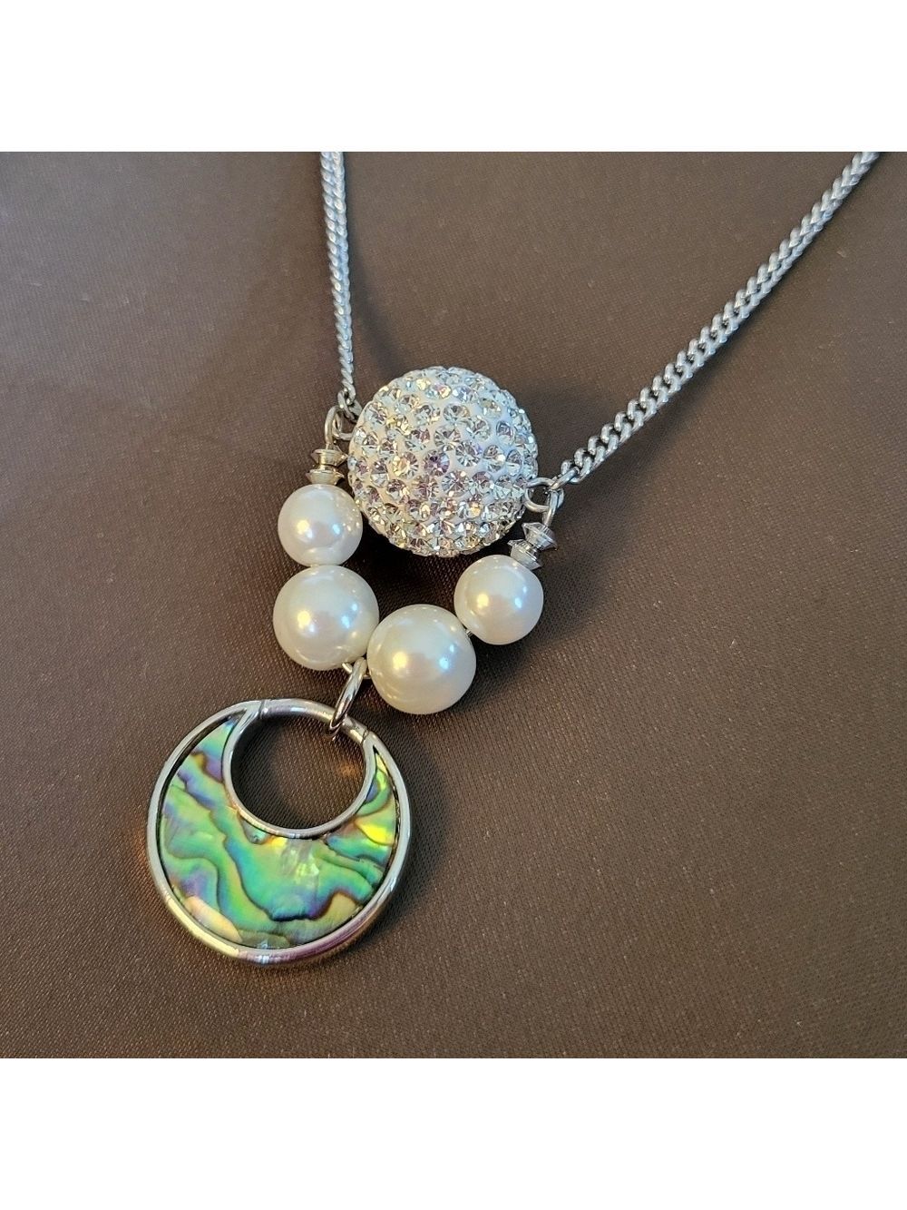 Fifth Avenue Collection "Glam Time" Necklace with Faux Pearls, Swarovski Crystal
